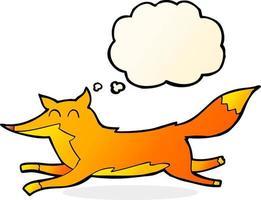 cartoon running fox with thought bubble vector