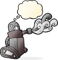 cartoon tank robot with thought bubble vector