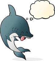 funny cartoon shark with thought bubble vector