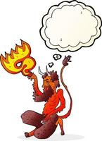 cartoon traditional devil with thought bubble vector