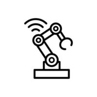 icono de línea de contorno de robot de brazo mecánico. vector