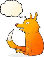 cartoon fox sitting with thought bubble vector