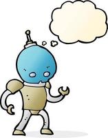 cartoon alien robot with thought bubble vector