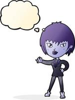 cartoon vampire girl with thought bubble vector