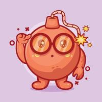 genio mascota de personaje de bomba redonda con expresión de pensamiento dibujos animados aislados en diseño de estilo plano vector