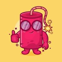 cute dynamite bomb character mascot with thumb up hand gesture isolated cartoon in flat style design vector