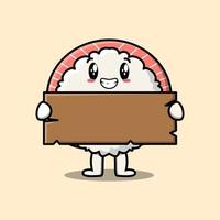 personaje de sashimi de rollos de sushi de arroz de dibujos animados lindo vector