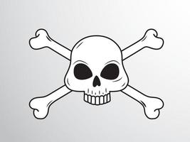 Bone and skull drawn with black lines vector