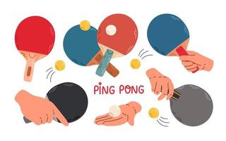 Set of playing rackets for ping pong icon vector illustration