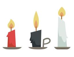Set of candle on stands. Interior elements in cartoon style. vector
