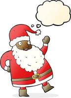 funny waving santa claus cartoon with thought bubble vector