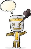 cartoon funny gold robot with thought bubble vector