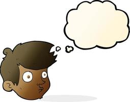 cartoon staring boy with thought bubble vector