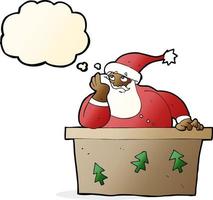 cartoon bored santa claus with thought bubble vector