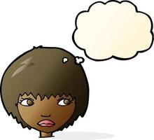 cartoon unhappy girl with thought bubble vector