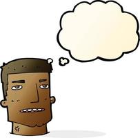 cartoon male head with thought bubble vector