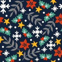 Seamless pattern christmas plants background vector illustration