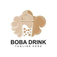 diseño de logotipo de bebida boba, vector de burbuja de bebida de gelatina moderna, ilustración de vidrio de marca de bebida boba