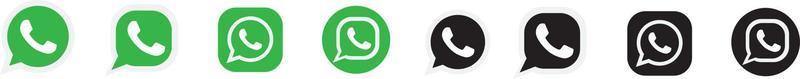 Whatsapp logo set in six different versions in a flat design vector