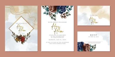 beautiful floral invitation card template vector