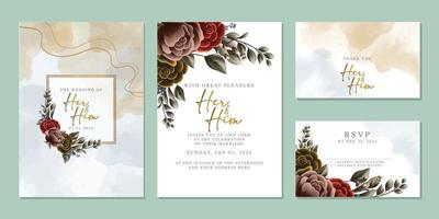 beautiful floral invitation card template vector