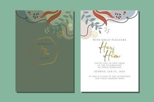 beautiful floral invitation card template vector