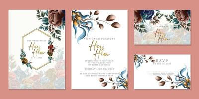 beautiful floral invitation card template vector