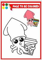 coloring book for kids. squid vector