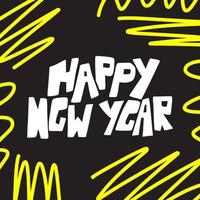 feliz año nuevo letras de la mano vector