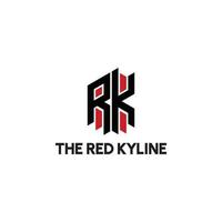 Abstract initial letter RK or KR logo in black-red color isolated in white background applied for rental property business logo also suitable for the brands or companies have initial name KR or RK. vector