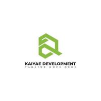 Abstract initial letter KD or DK logo in green isolated in white background applied for property development logo also suitable for the brands or companies have initial name DK or KD. vector