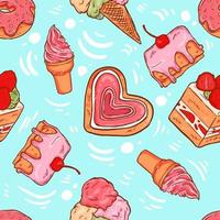 Doodle Dessert Seamless Pattern Background vector