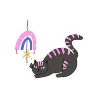 cute cat drawn in flat style. vector children's illustration.