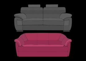 ilustrador de bloque de color de sofá o sofá. Mueble color block para salón. ilustración vectorial vector