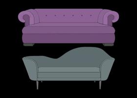 Sofa or couch color block illustrator. color block furniture for living room. Vector illustration.