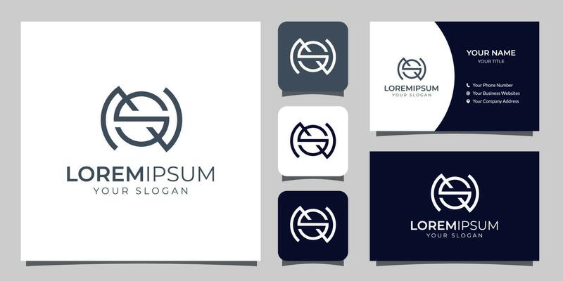 Monogram letter S and N logo with business card template