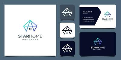 home and property logo with business card template vector