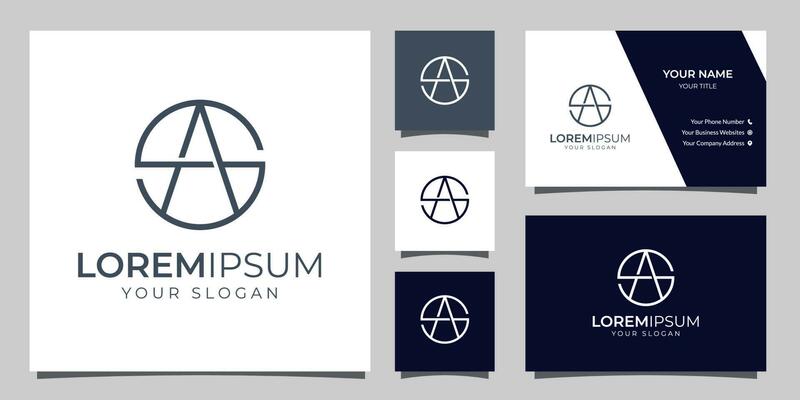 Monogram letter S and A logo with business card template