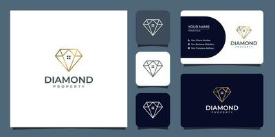 logotipo de diamantes y propiedades con plantilla de tarjeta de visita vector