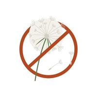 dandelion in red crossed circle icon vector