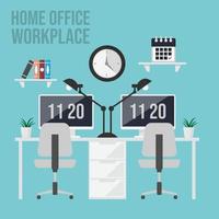 Home office workplace flat vector design