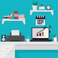 Home office workplace flat vector design