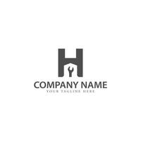 letter H negative space home construction and repairing logo vector