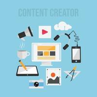 Flat design concept of Content creator vector