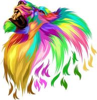 cabeza de león vectorial a todo color y colorido vector
