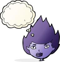 cartoon vampire head with thought bubble vector
