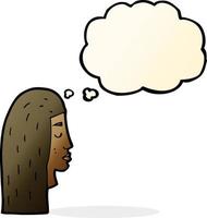 cartoon female face profile with thought bubble vector