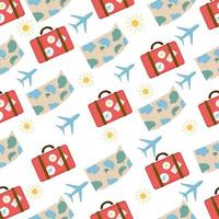 Pattern of suitcase and card on light background. Vector isolated image for use in website design or as print