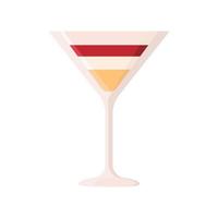 Glass with multi-layered cocktail on a white background. vector illustration