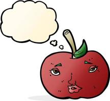 cartoon apple with face with thought bubble vector